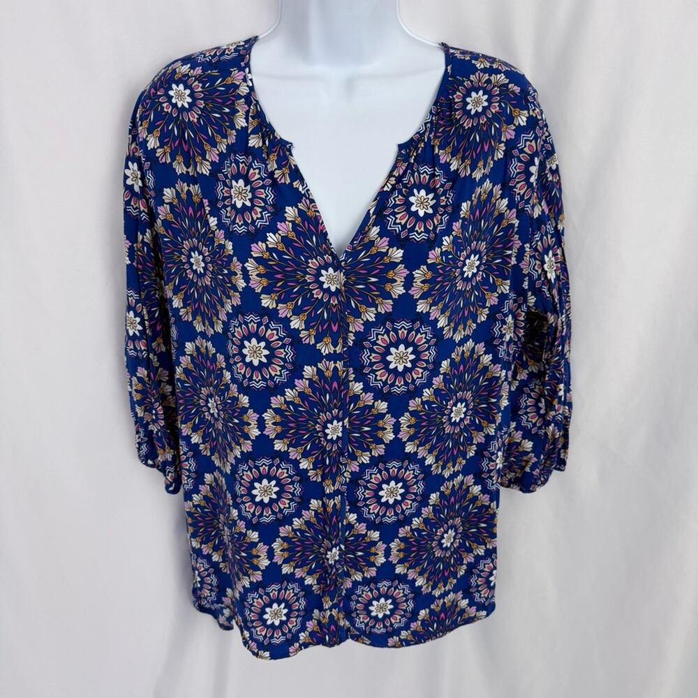 Stylus Floral Quarter Sleeve Top Size Medium
